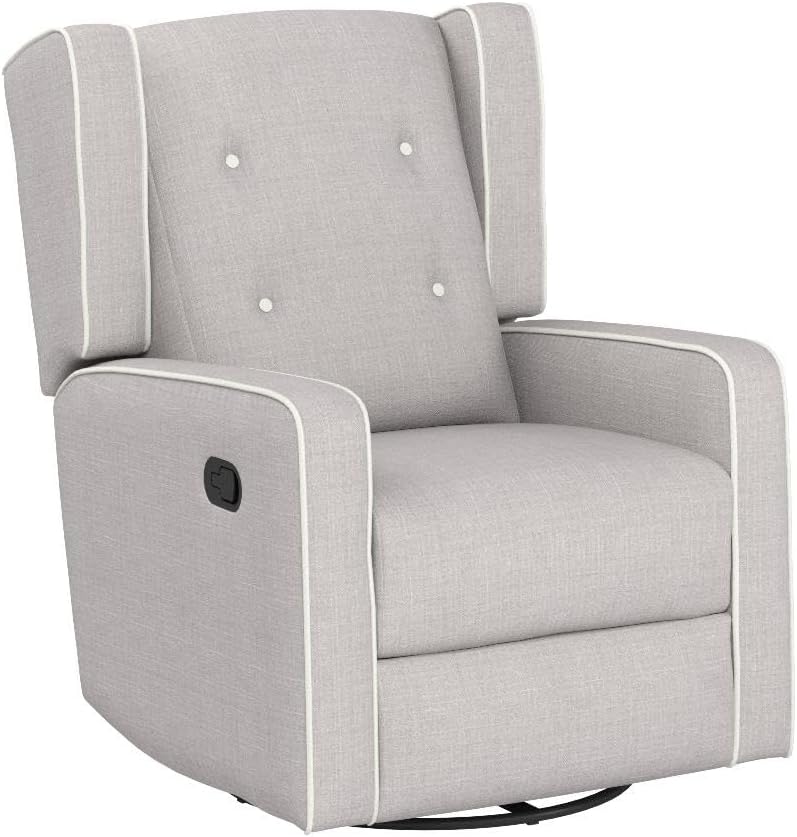 CANMOV Swivel Rocker Recliner Chair, Nursery Glider Chair, Nursery Rocking Chairs, Manual Reclining Chair, Grey