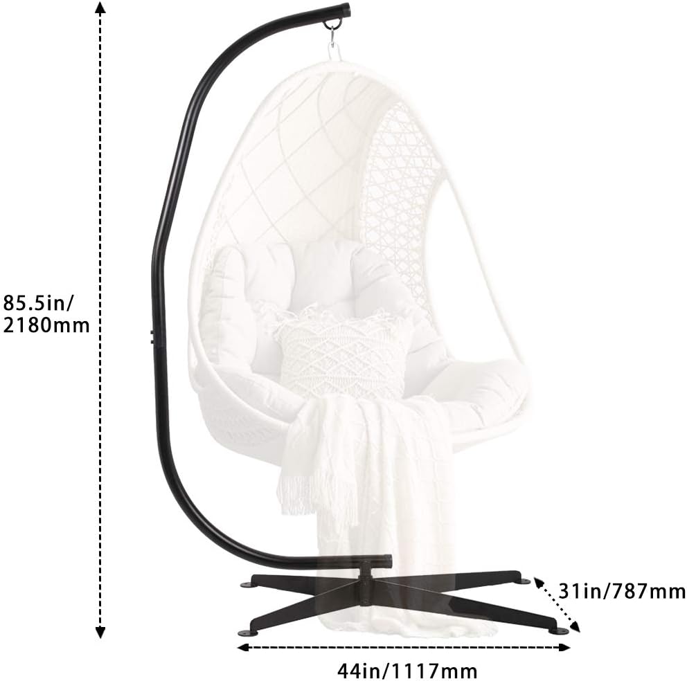 FDW Hanging Hammock Stands Hammock Chair Stands,C Stand Outdoor Solid Steel Heavy Duty Stand Only Construction for Hanging Hammock Air Porch Swing Chair Indoor（Without Hammock ）, Black