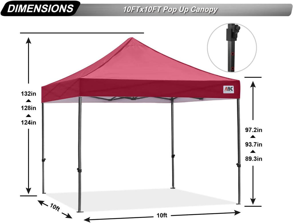 ABCCANOPY Patio Pop Up Canopy Tent 10x10 Commercial-Series (Burgundy)