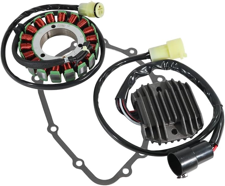 Stator Coil Rectifier Gasket Set for Kawasaki ZX600 ZZR600 2005-2008, for Kawasaki ZX636 Ninja ZX-6R Stator Assy OEM:21003-1358, Generator Cover OEM:11060-1851 11060-1673, Regulator OEM:21066-1125