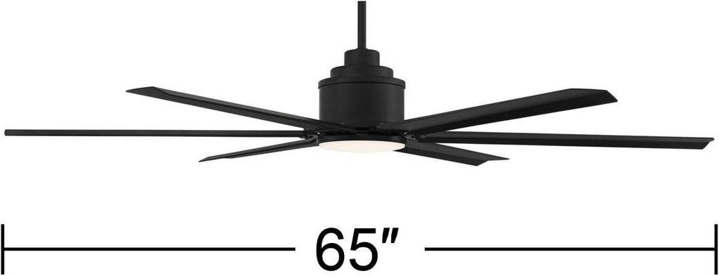 Casa Vieja 65' Ultra Breeze Modern Industrial Outdoor Ceiling Fan with Dimmable LED Light Remote Control Matte Black Wet Rated for Patio Exterior House Home Porch Gazebo Garage with 24' Downrod