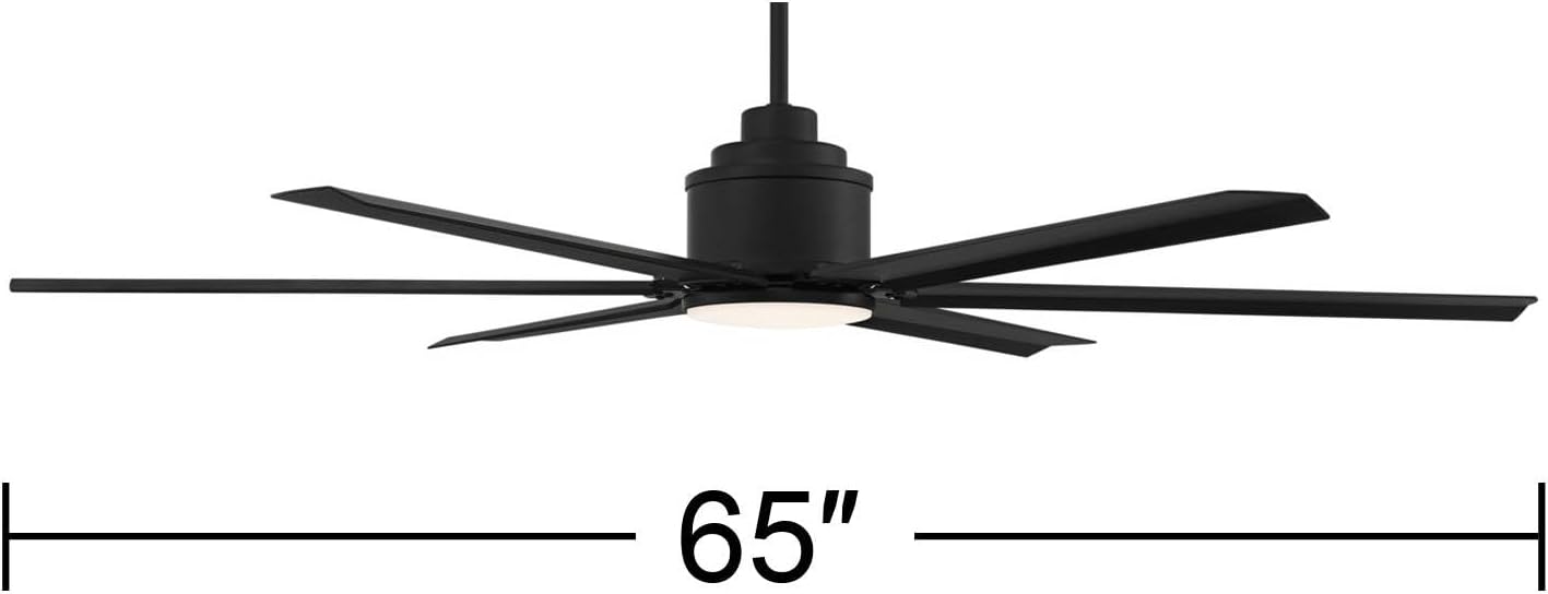 Casa Vieja 65' Ultra Breeze Modern Industrial Outdoor Ceiling Fan with Dimmable LED Light Remote Control Matte Black Wet Rated for Patio Exterior House Home Porch Gazebo Garage with 18' Downrod