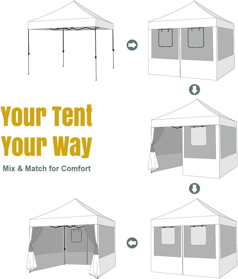 CROWN SHADES Pop Up Canopy Tent with 4 Mosquito Netting, Instant Commercial Tent with 1-Person Setup Patended Centerlock, 400D Silver Coated Fabric, 4' Wheels, Sto'N Go Bag,
