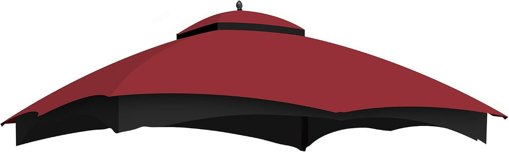 10x12 Ft Outdoor Patio Gazebo Replacement Canopy for Lowe's Allen Roth 10x12 Gazebo #GF-12S004B-1, Double Tiered Roof Top Cover, UV Protection & Waterproof Fabric, Burgundy (Frame Not Included)
