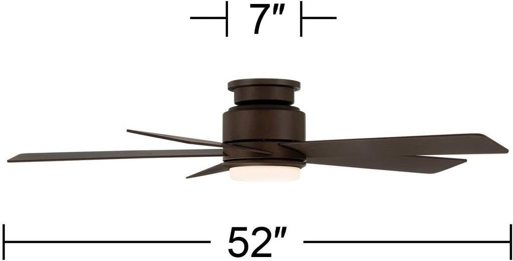 Casa Vieja 52' Grand Palm Modern Outdoor Hugger Ceiling Fan with Dimmable LED Light Remote Control Oil Rubbed Bronze White Opal Glass Damp Rated for Patio Exterior House Porch Gazebo