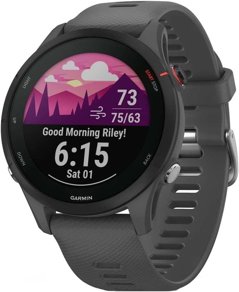 Garmin Forerunner 255 GPS Smartwatch Slate Gray Bundle with 2 YR CPS Enhanced Protection Pack (010-02641-00) (Renewed)