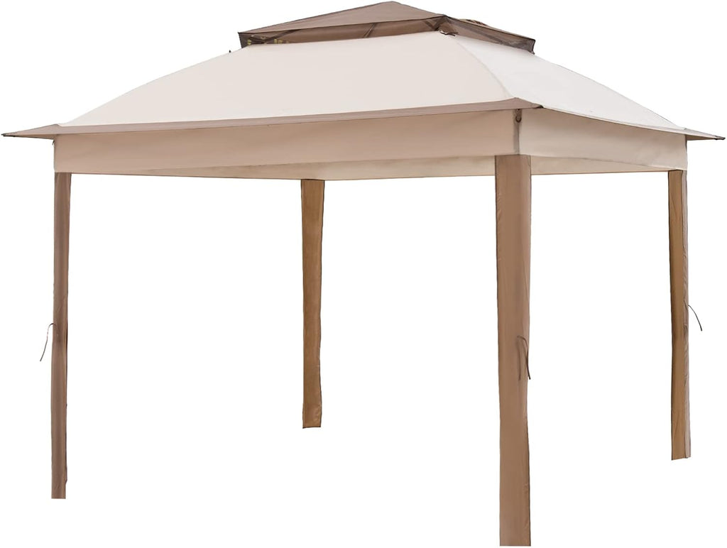 COOS BAY 11x11 Replacement Gazebo Top with Air Vent Sunshade Polyester Top Cover Only, Beige