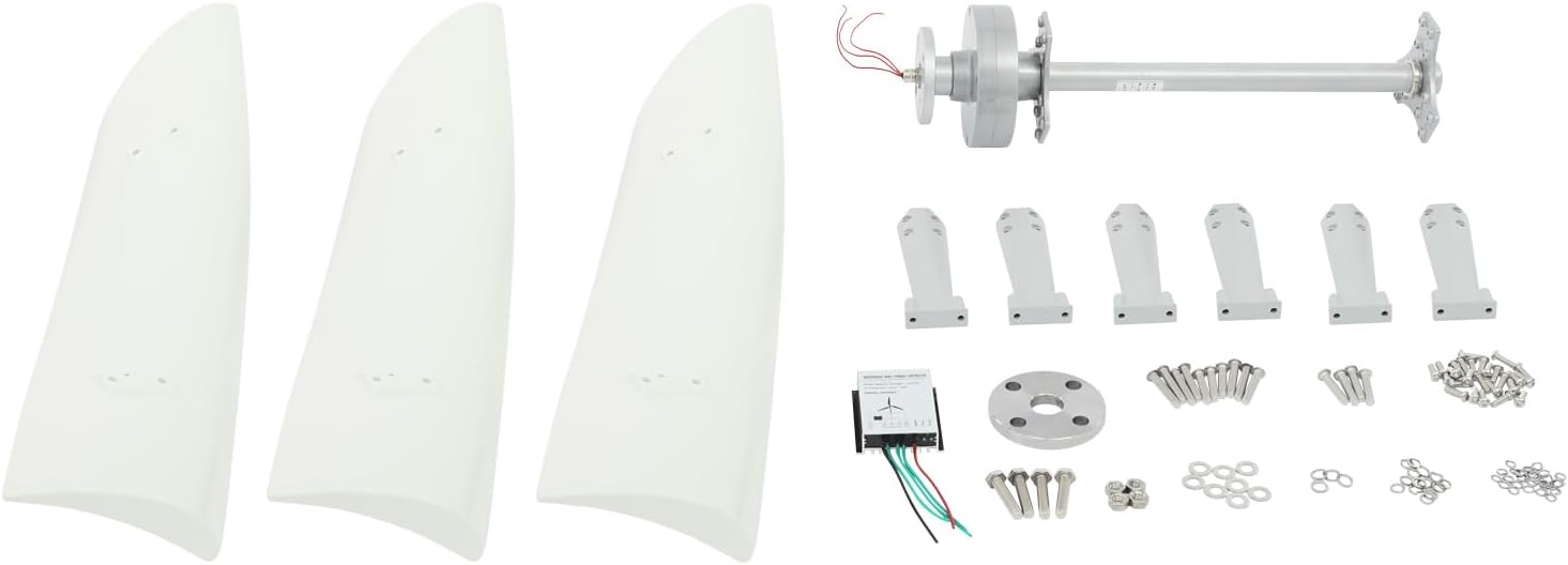 Wind Turbine Generators Kit, 100W 12V/24V 3 Blades Vertical Axis Wind Turbine Generator with Controller, Permanent Magnet Levitation Generator Winds Turbine Kit for Boats (24, Volts)