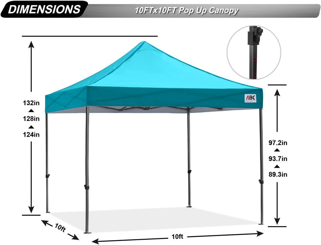 ABCCANOPY Patio Pop Up Canopy Tent 10x10 Commercial-Series (Turquoise)