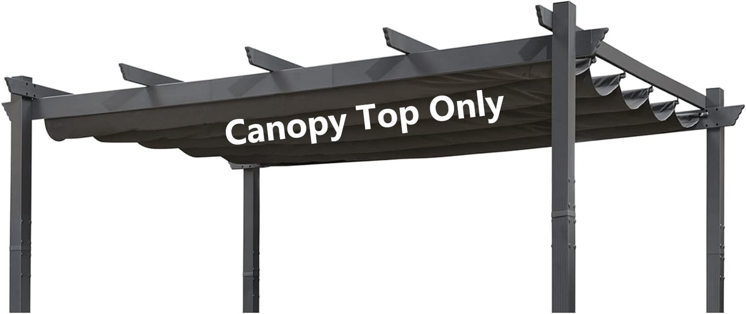 Pergola Shade Cover Replacement Canopy Top Compatible with 10 X 12 ft 6-Bar Pergola Frames - Gray (Canopy Size 116' W x 120' L, Canopy Top Only)