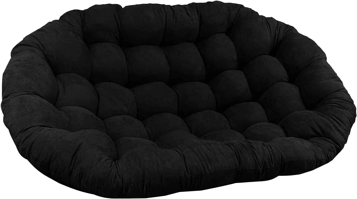 Large Double Papasan Chair Cushion, Outdoor Waterproof Hanging/Egg/Swing/Hammock Chair Cushions Thicken Comfortable Soft Garden Chair Pad Indoor Room Decoration,Waterproof Black,65 * 45 in