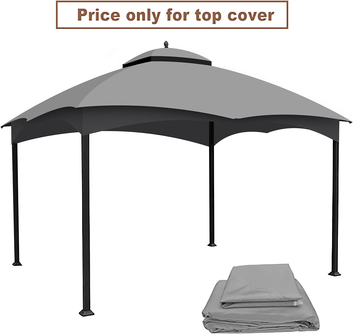 Replacement Canopy Top for Lowe's Allen Roth High Performance Ripstop Heavy Duty Gazebo Roof Gazebo Top with Air Vent 10X12 Gazebo Cover,Gray