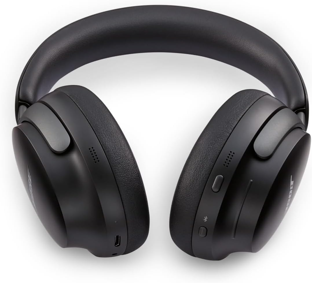 Bose QuietComfort Ultra Bluetooth Headphones, Wireless Headphones with Spatial Audio, Over Ear Noise Cancelling with Mic, Up to 24 Hours of Playtime, Black
