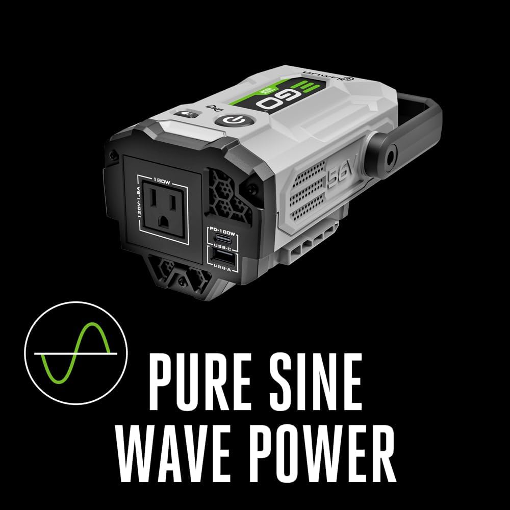 EGO POWER+ Portable Inverter, 180W, Power Inverter Generator, Quiet, Battery and Charger Not Included - PAD1800