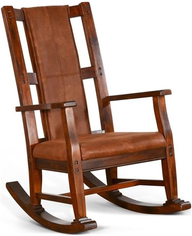 Pemberly Row Wood Rocking Chair, Indoor in Chocolate (41' H x 26' W x 22.5' D) for Living Room with Cushion Seat, High Back, Easy Assembly