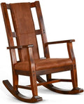 Pemberly Row Wood Rocking Chair, Indoor in Chocolate (41' H x 26' W x 22.5' D) for Living Room with Cushion Seat, High Back, Easy Assembly