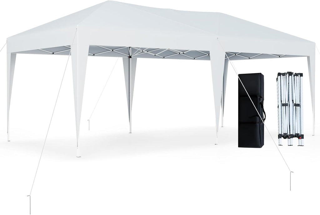 Tangkula 10 x 20 FT Pop Up Canopy, Easy Setup Outdoor Tent Shelter with Carry Bag, 6 Ropes, 12 Stakes, Portable Canopy Tent for Party BBQ Event Wedding