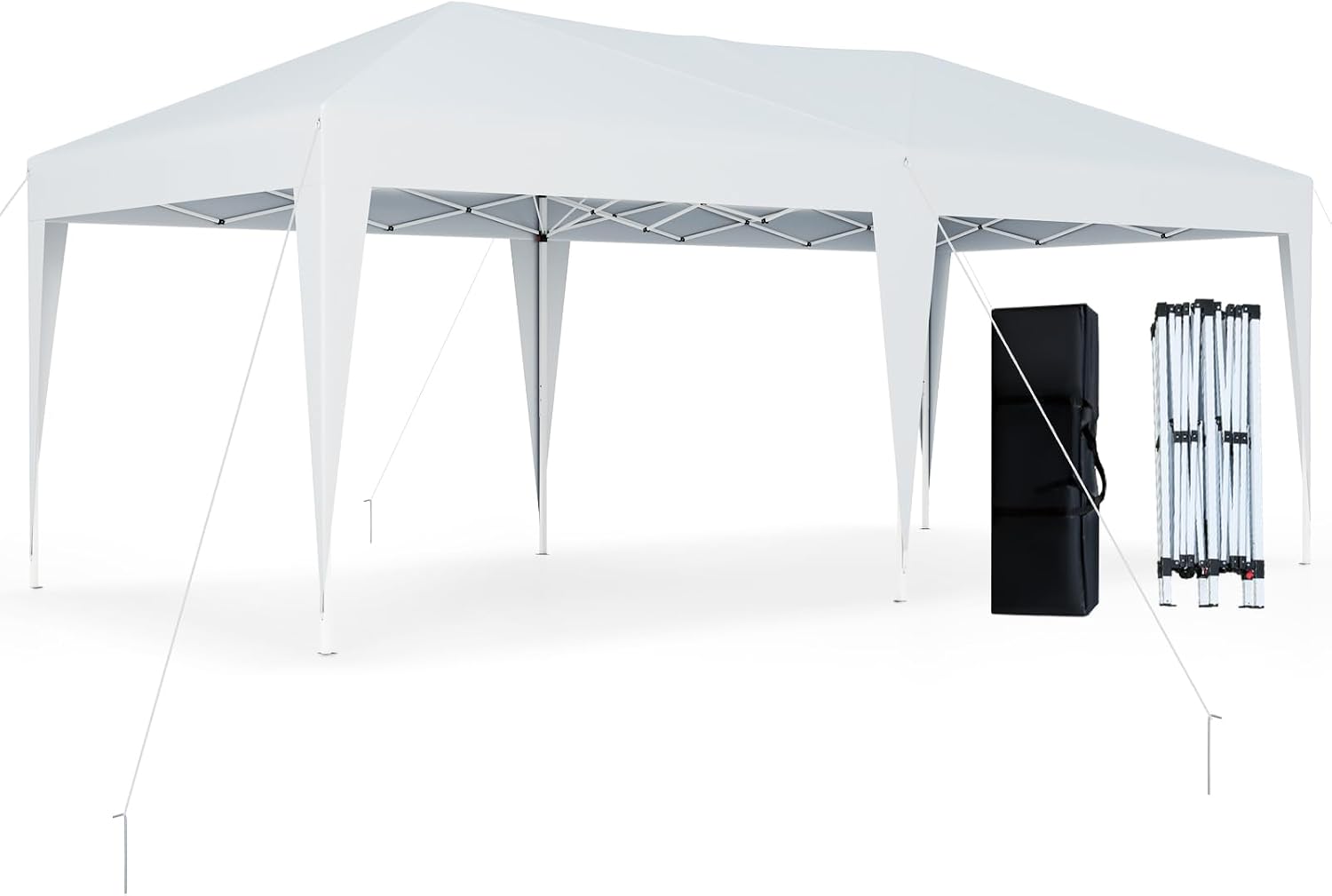 Tangkula 10 x 20 FT Pop Up Canopy, Easy Setup Outdoor Tent Shelter with Carry Bag, 6 Ropes, 12 Stakes, Portable Canopy Tent for Party BBQ Event Wedding