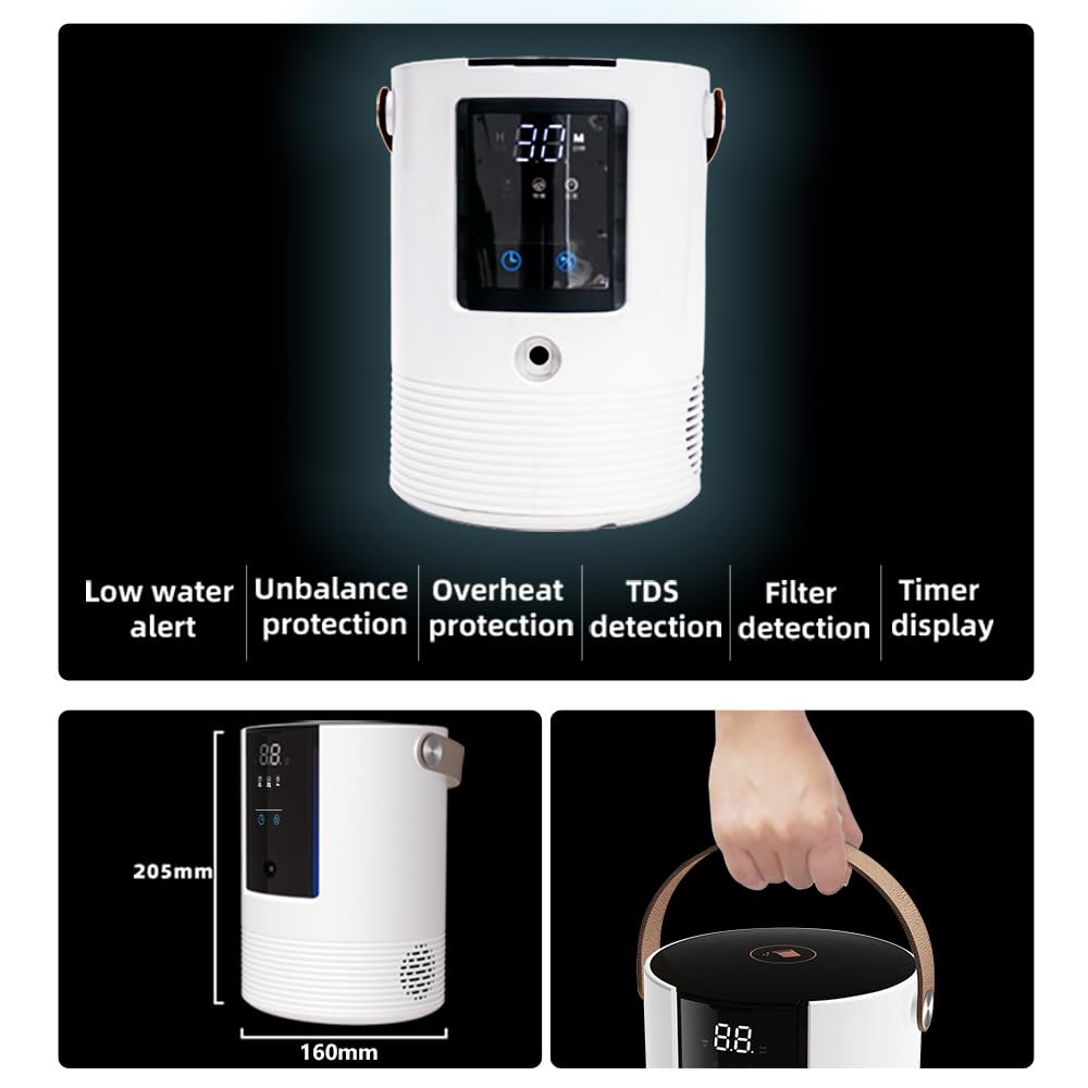 3-in-1 Hydrogen Inhalation Machine 240mL & Hydrogen Water Generator, 99.996% Ultra-Pure, Latest SPE/PEM Ionizer with Platinum Electrodes, 4-Hour Night Mode, Portable for Home, Travel, Car Use