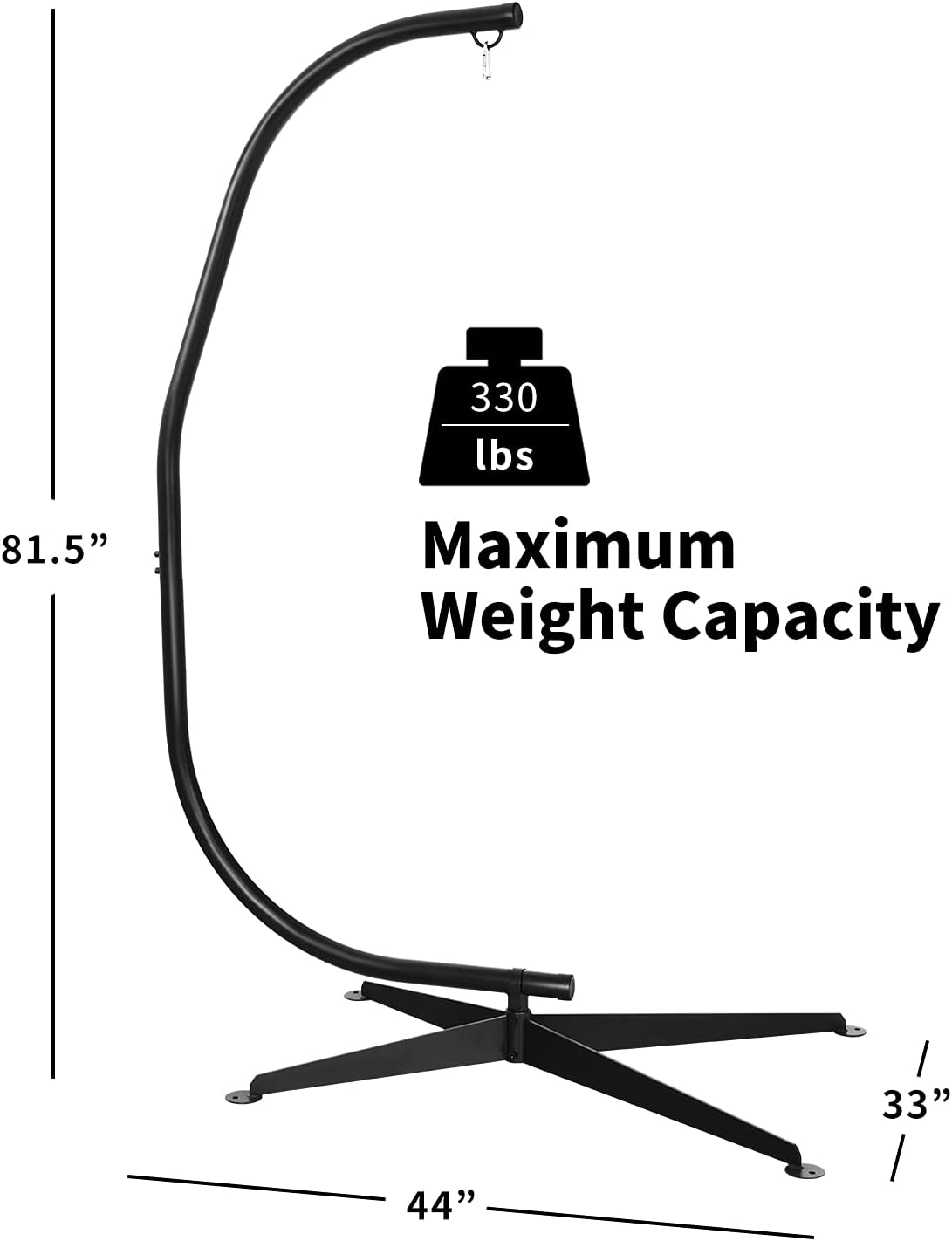 SAFSTAR Hammock Chair Stand Only, Hanging Hammock Stand, Heavy-Duty Steel Stand Only, 330 LBS Load Capacity, Only Hammock Swing Stand for Indoors & Outdoors Porch Patio Hanging Chair Swing (Black)