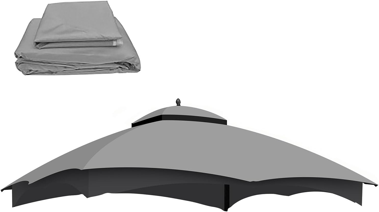 Replacement Canopy Top for Lowe's Allen Roth High Performance Ripstop Heavy Duty Gazebo Roof Gazebo Top with Air Vent 10X12 Gazebo Cover,Gray