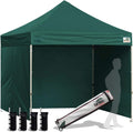 Eurmax USA 8x8 Pop Up Canopy Tent,Commercial Tent with Patented No-Tip Rolling Bag,4 Zippered Removable Walls,UV & Water Resistant Canopy Top,Heavy Duty Outdoor Gazebo,Instant Shelter(Forest Green)