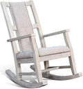 Pemberly Row Contemporary Rocking Chair, Light Gray Wood Frame, Gray Upholstered Cushion, Ladder Back Design, Smooth Rocking Motion, Sturdy Construction, Comfortable Seating for Living Room or Nursery