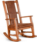 Pemberly Row Mahogany Rocking Chair with Cushioned Seat and Back, Studded Accents, Smooth Rocking Motion, Rustic Oak