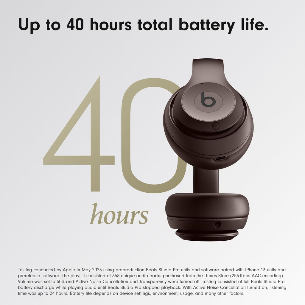 Beats Studio Pro Premium Wireless Over-Ear Headphones- Up to 40-Hour Battery Life, Active Noise Cancelling, Great for Travel & Commuting, USB-C Lossless Audio, Apple & Android Compatible - Deep Brown