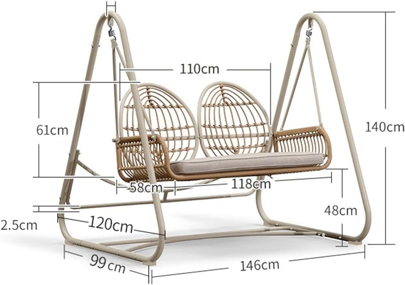 Garden Swing Chair Outdoor Swing Yard Garden Multi-Person Swing Chair Hanging Chair Rocking Chair Double Balcony Outdoor Swing Chair Porch Swings (Color : A)