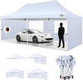 COBIZI 10x20ft Pop Up Canopy Tent with 6 Removable Sidewalls, Easy Up Commercial Canopy, Waterproof and UV50+ Gazebo with Portable Bag, Adjustable Leg Heights,Party Tents for Parties, with 4 Sandbags