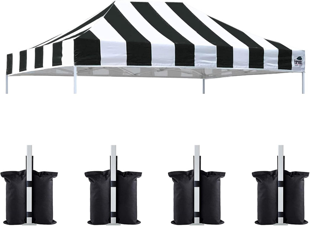 Eurmax USA 10x15 Pop Up Canopy Replacement Top,Universal Instant Canopy Cover ONLY,Heavy Duty UPF 50+ UV Protection,Water & Wind Resistant Tarp,30+ Colors Available,Bonus 4 Sand Bags(Stripe Black)