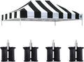 Eurmax USA 10x15 Pop Up Canopy Replacement Top,Universal Instant Canopy Cover ONLY,Heavy Duty UPF 50+ UV Protection,Water & Wind Resistant Tarp,30+ Colors Available,Bonus 4 Sand Bags(Stripe Black)