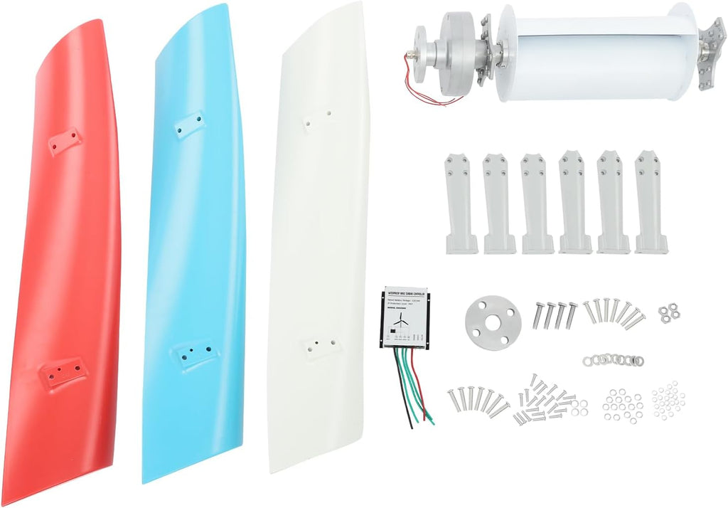 Wind Generator, 100W 24V 3 Blade Vertical Wind Turbine Generator Vertical Axis Wind Turbine Vertical Wind Generators Kit Wind Power Generators w/Auxiliary Wind Wheel for Home, Business, Ships