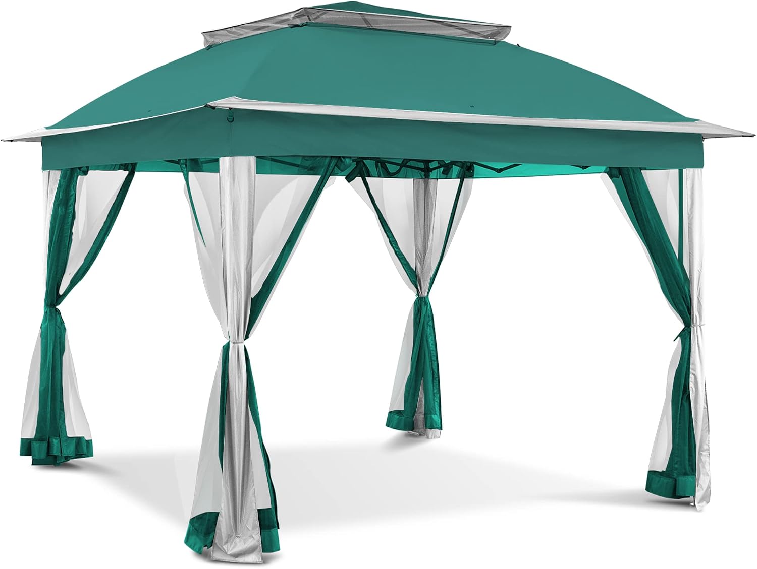 11'x11' Pop Up Gazebo for Patios Canopy Tent with Sidewalls Outdoor Gazebo with Mosquito Netting Pop Up Canopy Shelter Wedding Tent (Green)