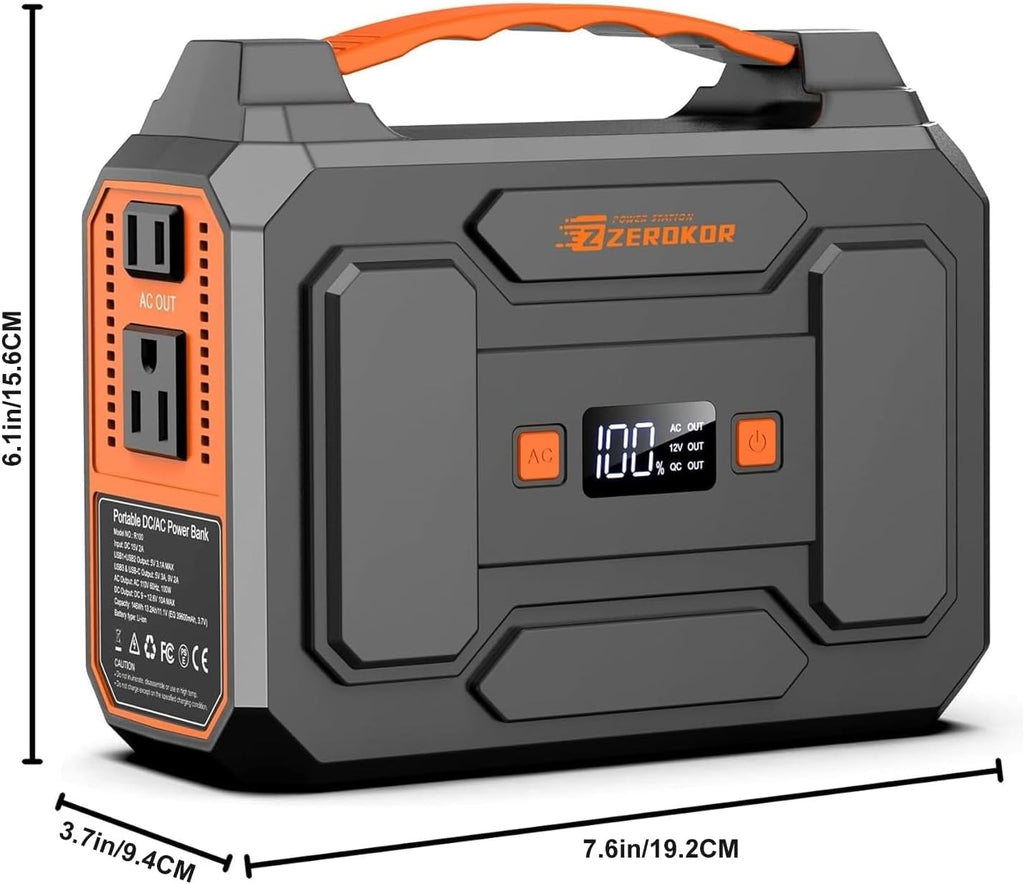 Portable Power Station with Foldable 40W Solar Panel, 100W Solar Powered Generator with Panels, AC Outlet Camping Solar Power Bank 146Wh DC Battery Pack for Smart Device RV Outdoor Power Outage