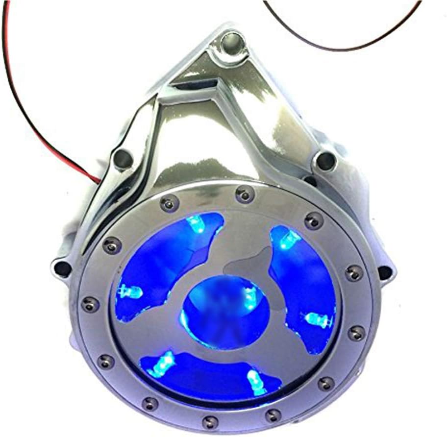 AfterMokit Replacement See Through Engine Stator Generator Cover with Blue Led for Suzuki GSX1300R Hayabusa 1999-2019 Chrome Crankcase Cover with Engraved Black Kanji