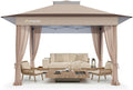 Amada 13x13 Pop Up Gazebo for Backyard & Patio Furniture,Gazebos on Clearance with Wheeled STO-N-Go Cover Bag,Carpa Pop Up Tent Party Tent and Shelter with Mosquito Netting for Lawn,Garden,Deck,Khaki