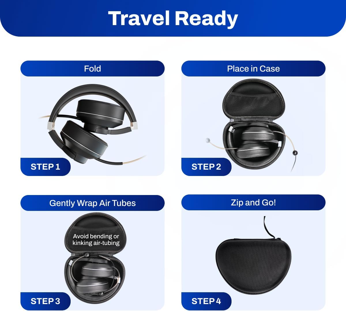 DefenderShield E M F Protection Air Tube Over-Ear Headphones – Designed to Reduce Signal Interference – Built-in Mic and Full-Range Stereo Sound – Foldable Headphones with Mic and Travel Case – 3.5mm