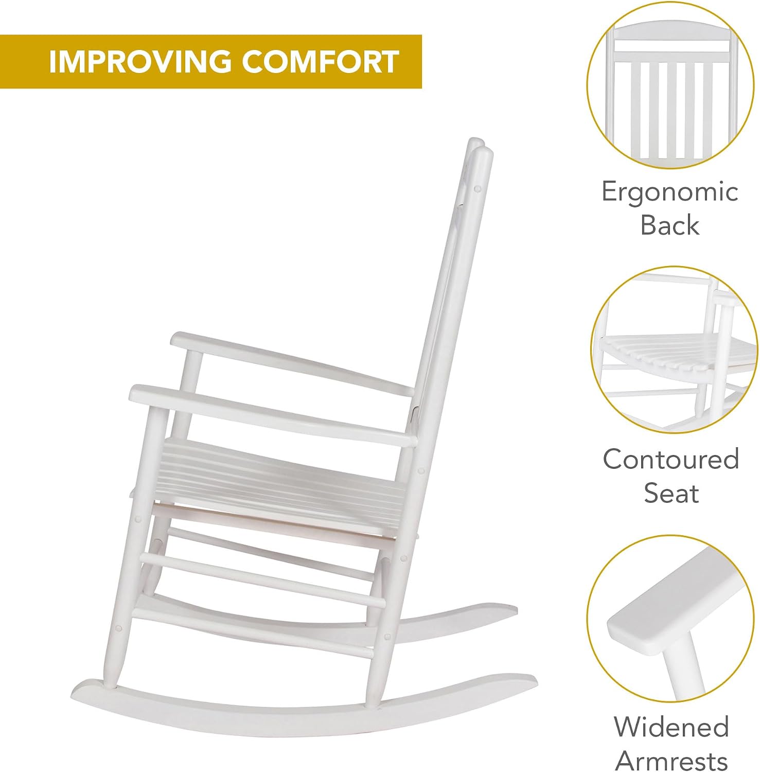 Shine Company Maine Wood Rocking Chair, White