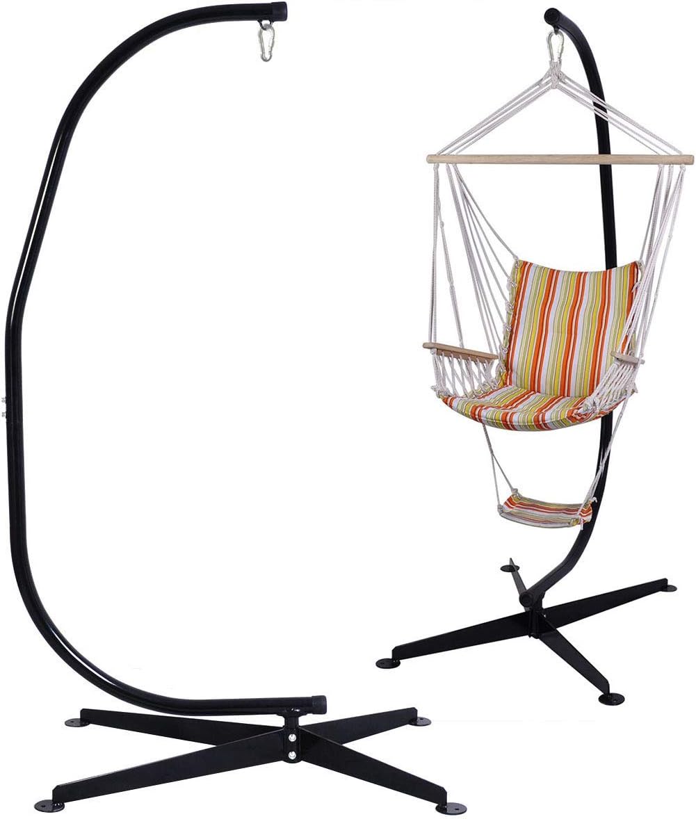 RELAX4LIFE Hammock Stand Heavy Duty Portable & Detachable C Stand for Hanging Hammock, Air Porch, Swing Chair, Outdoor & Indoor Usage