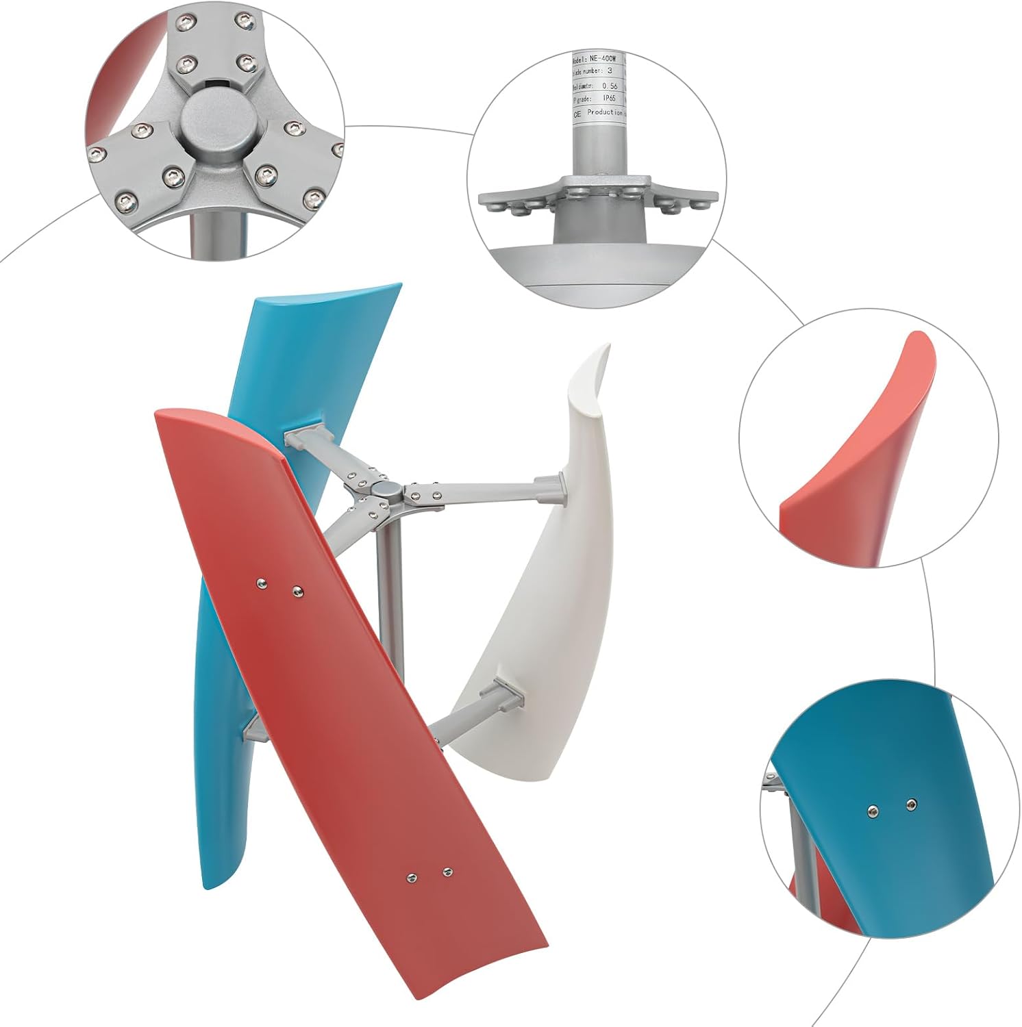 Wind Generator, 400W 12V 3 Blade Vertical Wind Turbine Generator Vertical Axis Wind Turbine Vertical Wind Generators Kit Wind Power Generators w/Controller for Home, Business, Ships