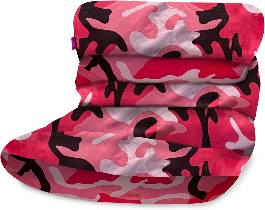 Posh Creations Structured Comfy Bean Bag Chair for Gaming, Reading and Watching TV, Laguna Lounger, Nylon - Camo Pink and Black