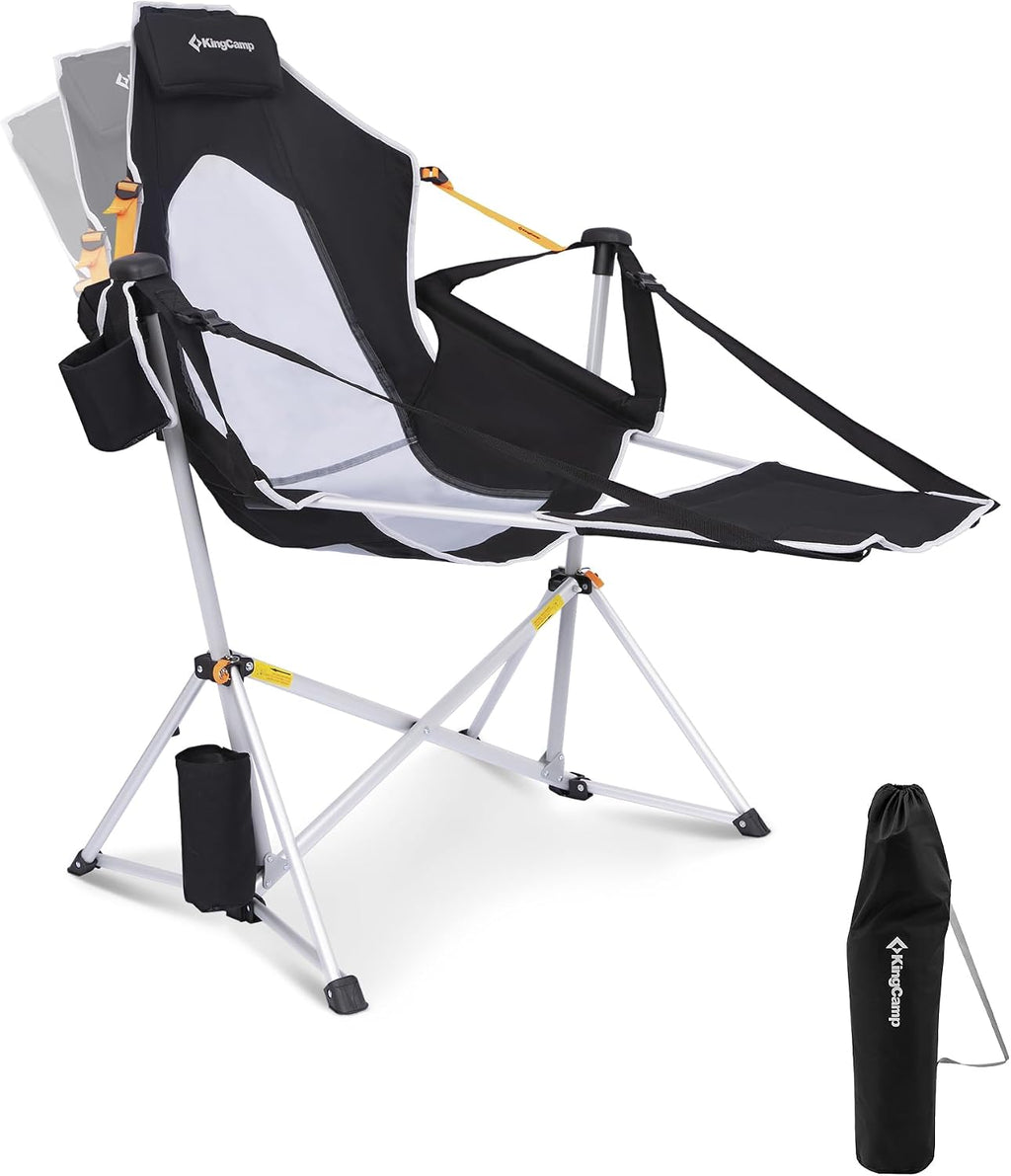 KingCamp Hammock Chair with Footrest – Heavy Duty Swinging Rocking Camping Chairs for Adults up to 400lbs, Folding Portable Oversized Rocker with Cup Holder & Pillow for Outdoor Beach Lawn RV Sports