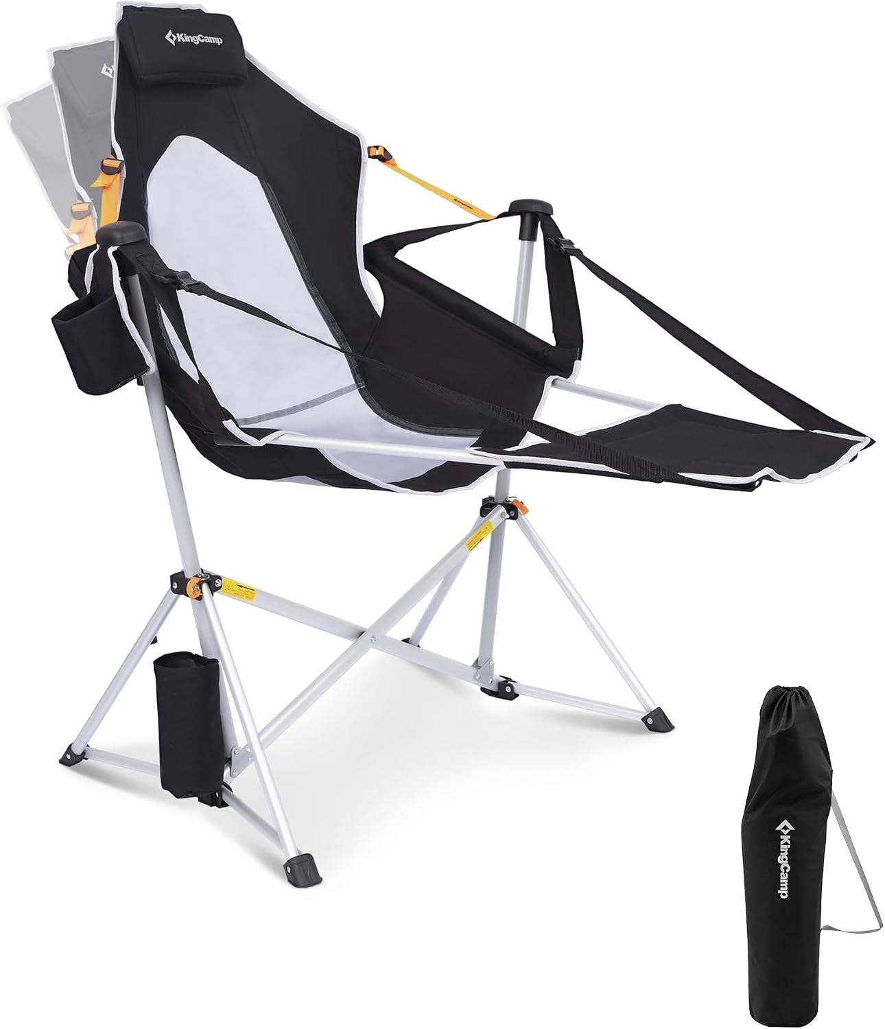 KingCamp Hammock Chair with Footrest – Heavy Duty Swinging Rocking Camping Chairs for Adults up to 400lbs, Folding Portable Oversized Rocker with Cup Holder & Pillow for Outdoor Beach Lawn RV Sports