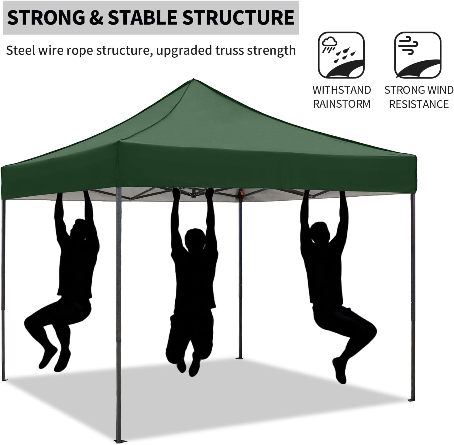 10x10 Pop up Canopy Tent with Awning Easy up Canopy with Wheel Bag Heavy Duty Waterproof Canopy Commercial Gazebo Tent for Outdoors Parties Vendors(Dark Green