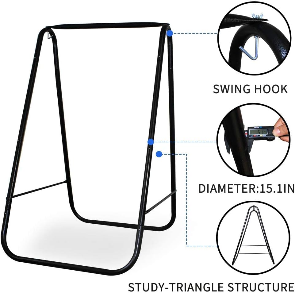 Hammock Chair Stand,Include Large Hanging Indoor Swing,MAX Load 500 LBS, Heavy-Duty Steel Hammock Stand for Indoor Outdoor(Grey)
