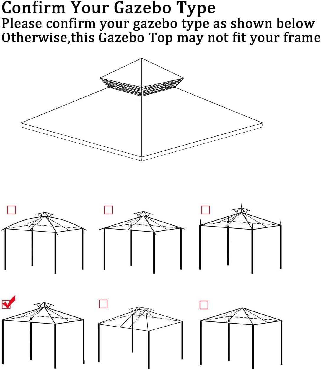 Gazebo Replacement Top 10x12 FT, Gazebo Canopy Replacement Cover for 2 Tier Outdoor Patio Garden Tent Frames,Canopy Cover with Air Vent, Beige