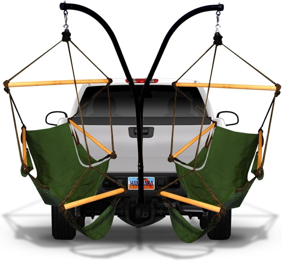 41532202-KP Parachute Hammock Hitch Stand with 2 Cradle Chairs and Blue/Green Parach