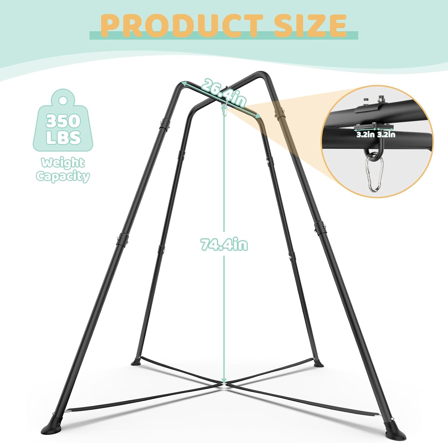 Swing Stand Frame with Sensory Pod Swings and Chair, Sensory Swing Set, X-Shaped Swing Frame, Heavy-Duty Metal Hammock Chair Stand for for Adults Indoor and Outdoor 330LBS(Mint Green)